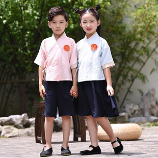 男女儿童夏季汉服国学服唐装六一幼儿舞台演出服国学堂夏令营服装