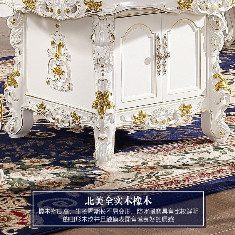 欧式实木餐桌美式别墅餐厅实木雕花家用钢琴烤漆描金银方桌圆桌椅,住宅家具,大理石餐桌,淘宝优惠券,粉丝福利购,淘宝优惠卷