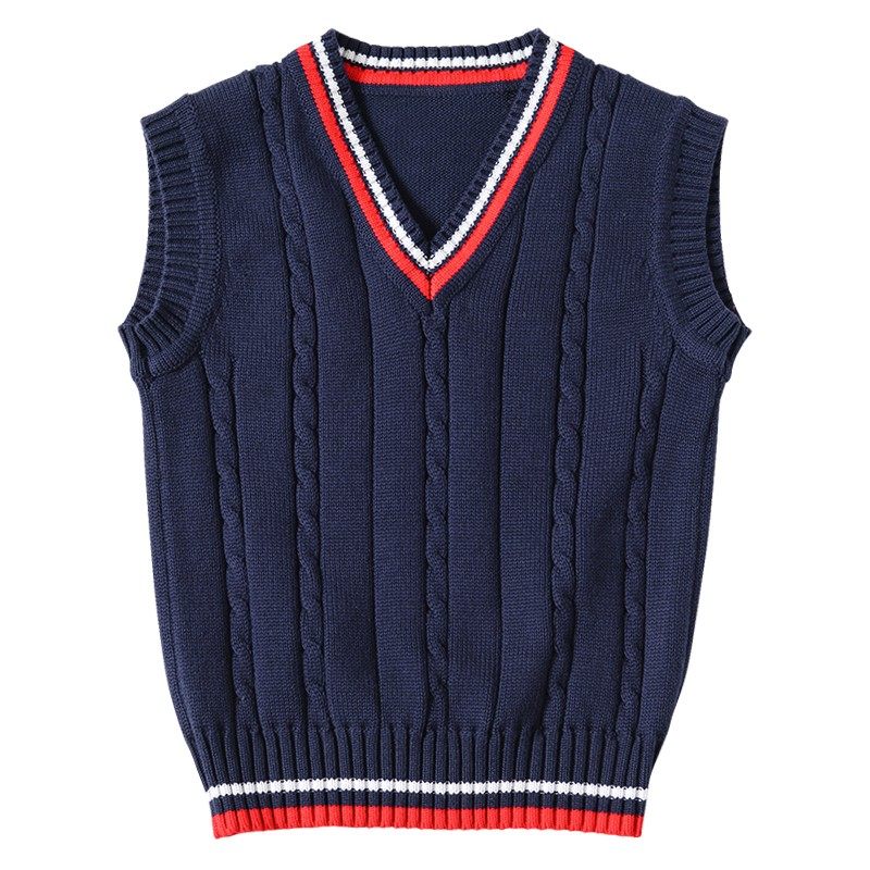 儿童毛衣背心校服马甲男童女童小学生秋冬纯棉针织大童毛线马夹
