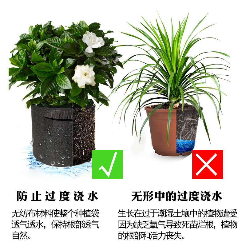 黑色无纺布种植袋全新升级款户外加厚超大种树种花特大美植袋花盆图片