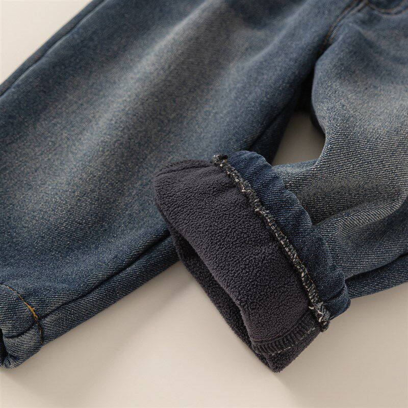 男童裤子宝宝加绒牛仔裤加厚冬装女童休闲裤洋气童裤加厚长裤冬天