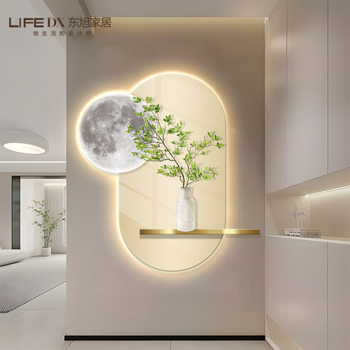 入户玄关装饰画壁灯发光画立体小清新挂画走廊过道带LED灯氛围感