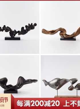 现代售楼处玄关流水波纹雕塑艺术品间展厅酒店大堂前台装饰品摆件