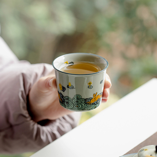拓土金兔报喜冰桶杯品茗杯陶瓷茶杯家用创意主人杯单个杯功夫茶具