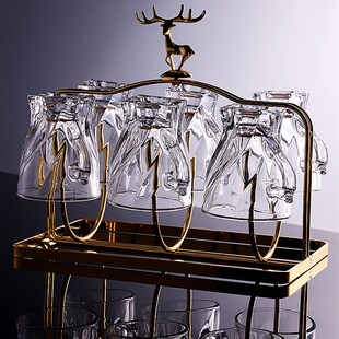 创意带把手玻璃杯子家用来客招待喝水耐热泡茶杯咖啡杯茶具托盘