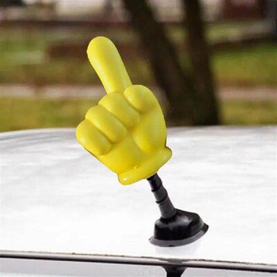 1PC Cute Victory Finger Car Antenna Topper EVA Yellow