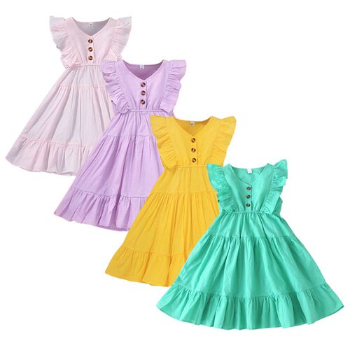 Citgeett Summer Kids Girls Casual Sleeveless Dress Solid Col