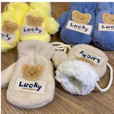 Warm Plush Thick Baby Gloves Winter Plus Coral Fleece Full F
