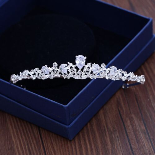 Fashion Zircon Bridal Tiara Headpiece Silver Color Crystal W