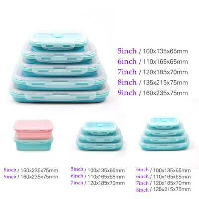 350-1200ml Silicone Collapsible Lunch Box Food Storage Conta