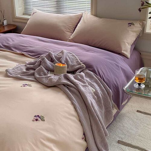 Cute Grape High-end 100 Cotton Sanding Four-piece Set Cotton