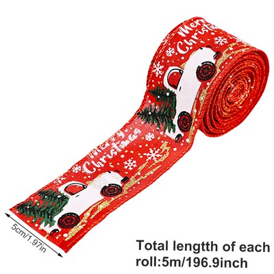 Christmas Ribbon Printed Burlap Ribbons For Gift Wrapping