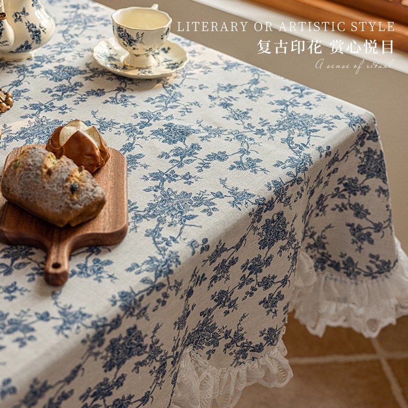 碎花桌布荷叶边法式复古高端餐桌布床头柜盖布茶几田园风台布家用,居家布艺,桌布,淘宝优惠券,粉丝福利购,淘宝优惠卷