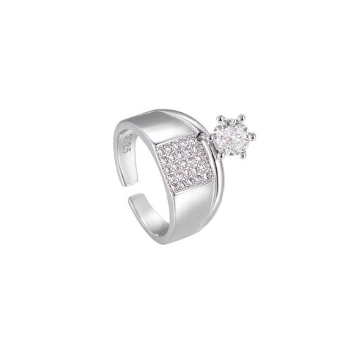 Wide Face Ring Womens Ins Active Zircon Live Mouth Index Fi