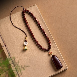 檀木无事牌珠链汽车挂件车内后视镜吊饰自定义刻字车载挂饰男女款