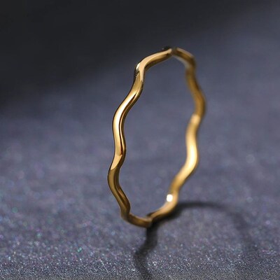 Stainless Steel Ring Minimalist Sea Wave Light Luxury Elegan