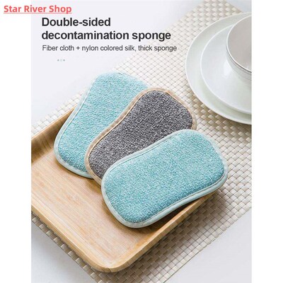 Double Sided Sponge Kitchen Cleaning Towel Kitchenware Brush