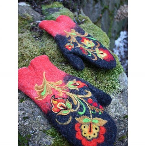 Womens Thick Color blocked Warm Gloves 女装加厚拼色保暖手套