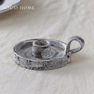 侘寂风陶瓷香薰烛台摆件可手持做旧复古蜡烛烛台底座底托装饰品