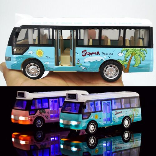 School Bus Sound Light Tour Bus Model Boy Toy Diecasts Toy V