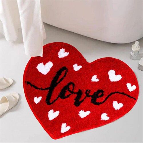 Red Heart Bath Mat Valentine Day Bath Rug Valentines Day