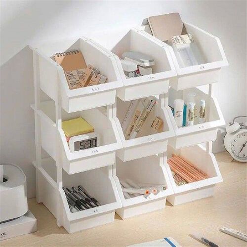 Stackable Storage Organizer Box With Labels Desktop Layered