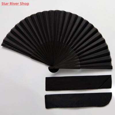 Chinese Style Black Vintage Hand Fan Folding Fans Dance Wedd
