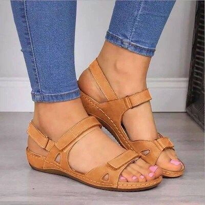 Womens Orthopedic Sandals Ankle Strap Wedge Beach Sandals