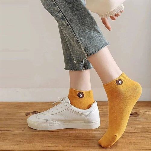 10 Pairs Women Low Tube Socks Set Cute Bear Pattern Fashion