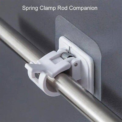 Plastic White Hanging Curtain Rods Home Clamp Hooks