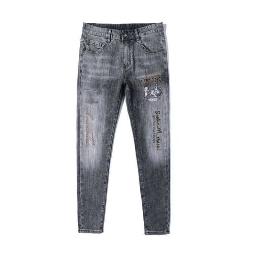 Spring and Summer New Stetch Jeans Mens Thin Casual Slim-fi