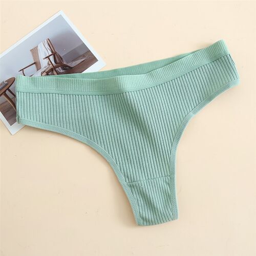 3 Pcs Seamless Ladies Ribbed Cotton Thong Simple Womens Low
