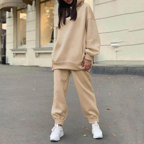 Womens Trksuit Casual Fleece Two Piece Sets Oversized Hoo