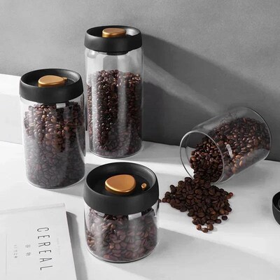 500ml Vacuum Sealed Jug Coffee Beans Glass Airtight Canister