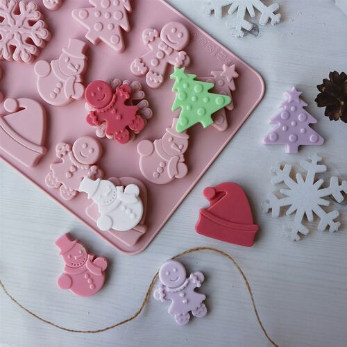 12 Cavities Christmas Snowman Silicone Mold Chocolate Cake M