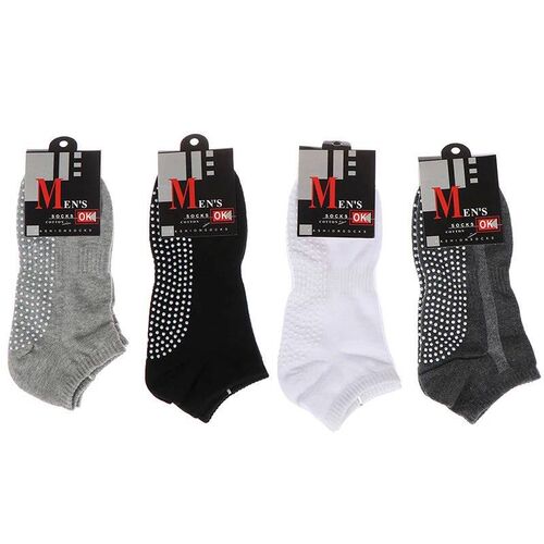 1pair Mens Cotton Non-slip Yoga Socks With Grips Breathable