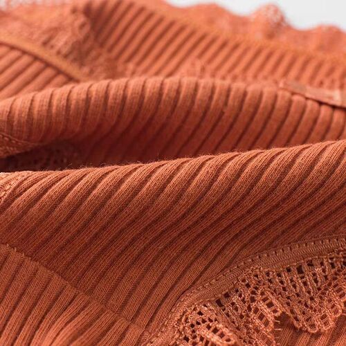 4 Pcs Lace Wavy Trim Bikini Panties, Comfy & Breathable Elas