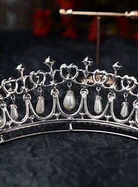 Baroque Crystal Pearl Bridal Tiaras Diana Crown Rhinestone P