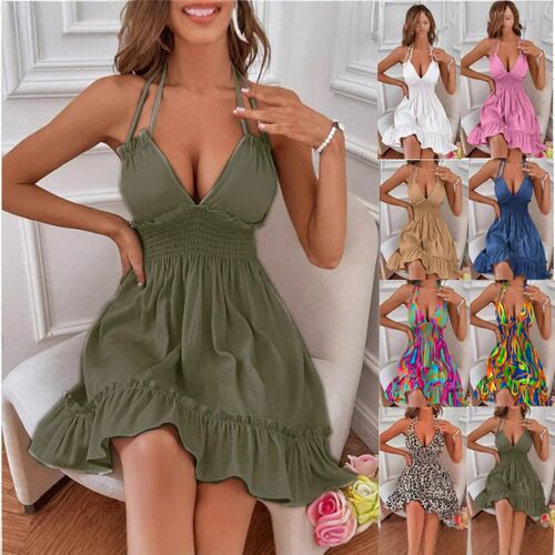 Womens Deep V Rope Sling Sling Ear Edge Parallel Wrinkle Ba