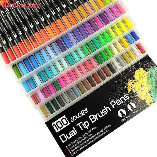 FineLiner Dual Tip Brush Art Markers Pen 12/48/72/100/120