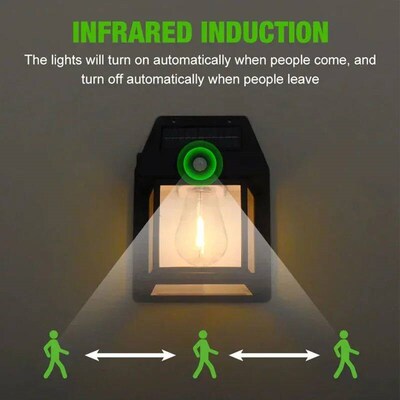 4PCS Solar Wall Sreet Lamp Waterproof Warm Light With Sensor