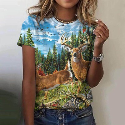 Summer Fashion Blouse Womens Tshirts 3d Wild Animals Theme