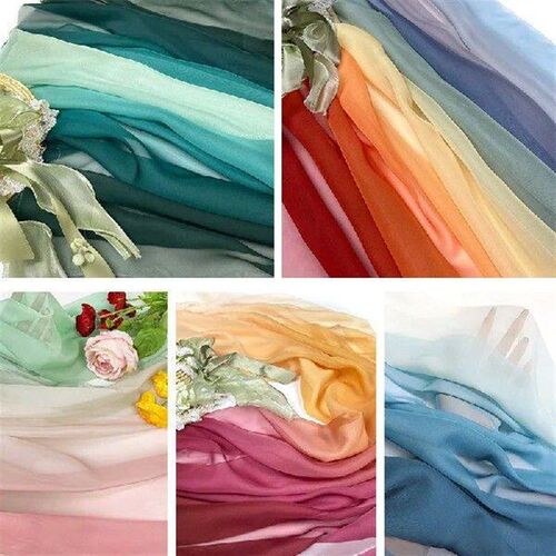 1M Rainbow Gradient Color Chiffon Fabric 30D Organza Tulle