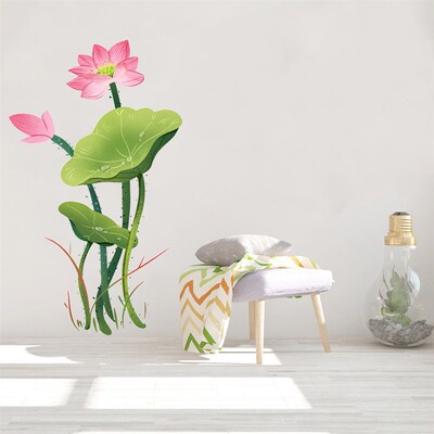 Warm 3D Lotus Waterproof Wallpaper Selfadhesive for BedroomL