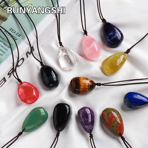 Natural Crystal Raw Stone Polished Drop-Shaped Polished Pend