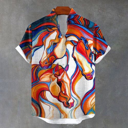 Imagining an exaggerated Hawaiian shirt with tropical