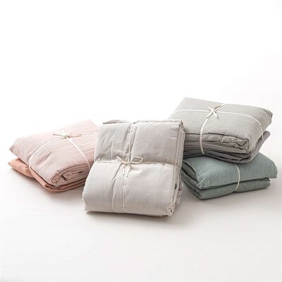Buttons Washed Cotton Four-piece Set Summer Naked Sleeping S