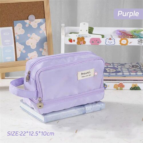 Macaron Pencil Case Double layer Large Capacity pencil bag C