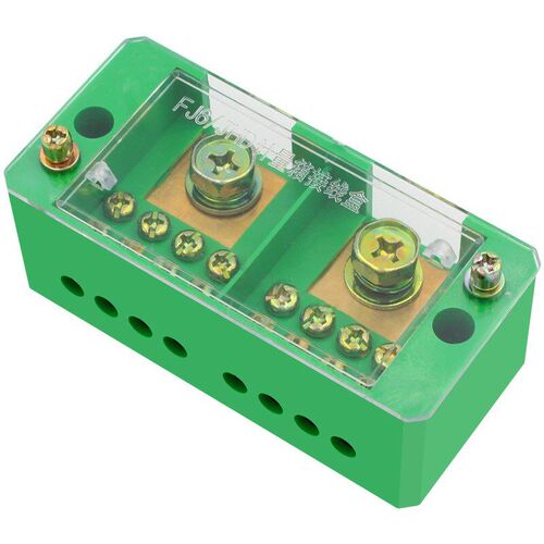 Terminal Block Row Single phase Two-in Eight-out Green Conne