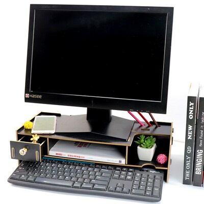 Desktop TV cabinet computer monitor screen increased shelf d
